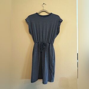 a new day Navy and White Striped Midi Dress